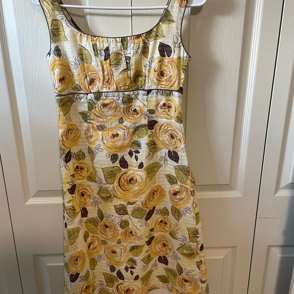 CAbi Yellow Floral Midi Dress